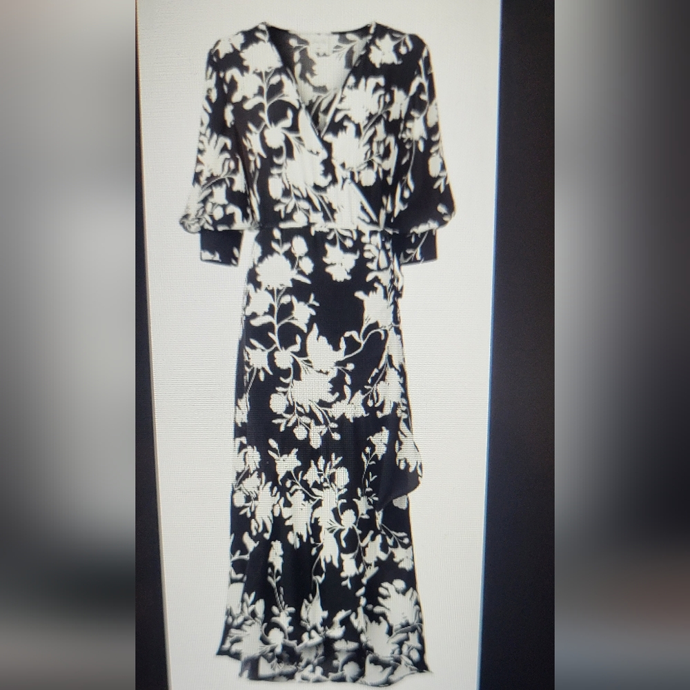 Johanna Ortiz x H&M Creped Orchid Maxi Wrap Dress Black White - Picture 5 of 12